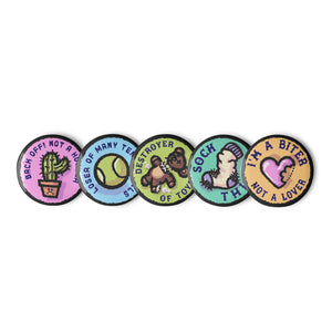 Set of 5 Anti-Social Merit Badges or pin buttons