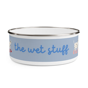 The wet stuff design Enamel Dog Bowl. Modern, Large Dog Bowls for Food and Water