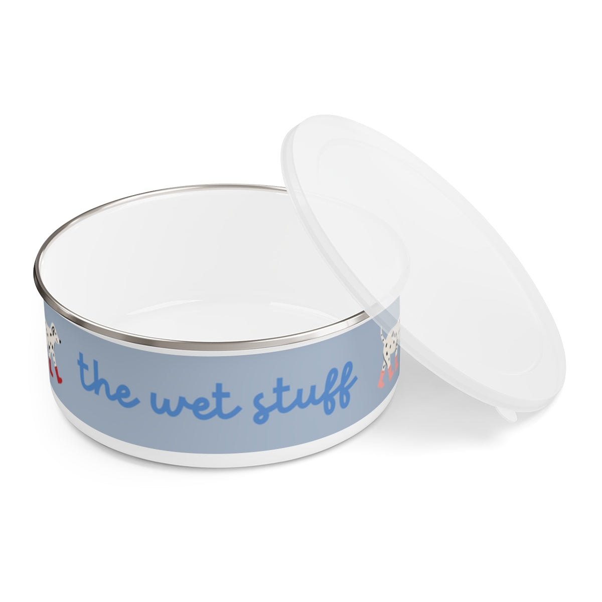 The wet stuff design Enamel Dog Bowl. Modern, Large Dog Bowls for Food and Water