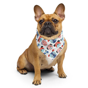 Cute dog face design pattern bandana in pink and blue