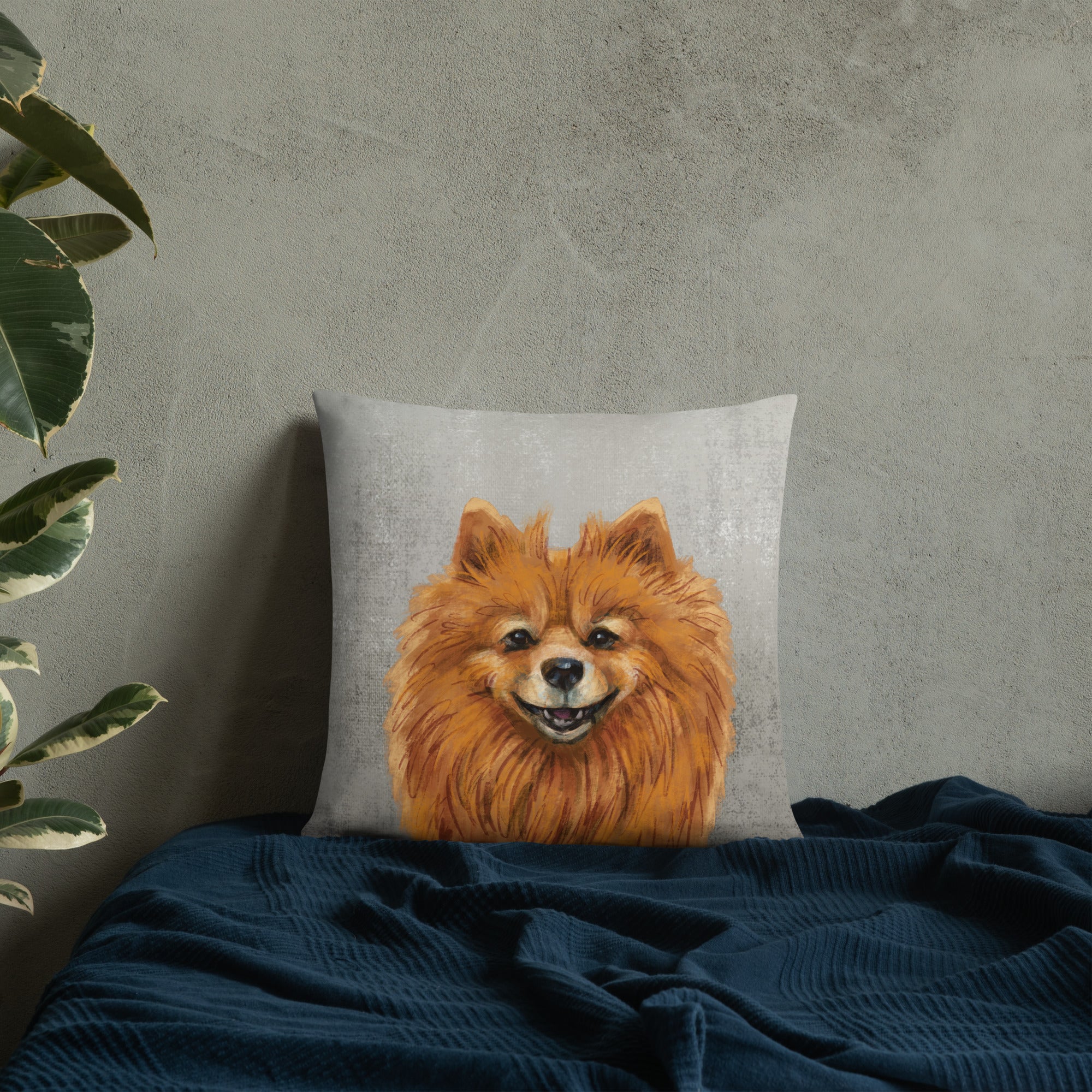 Painted Pomeranian Face Art Cushion