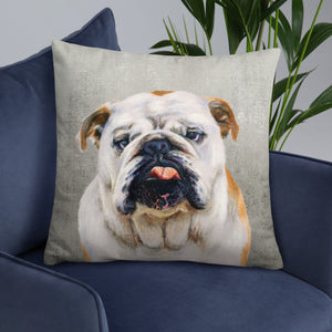 Painted Bulldog Face Art Cushion