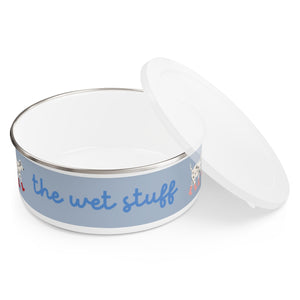 The wet stuff design Enamel Dog Bowl. Modern, Large Dog Bowls for Food and Water