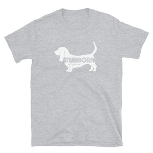Stubborn Basset Hound in white - Unisex T-Shirt