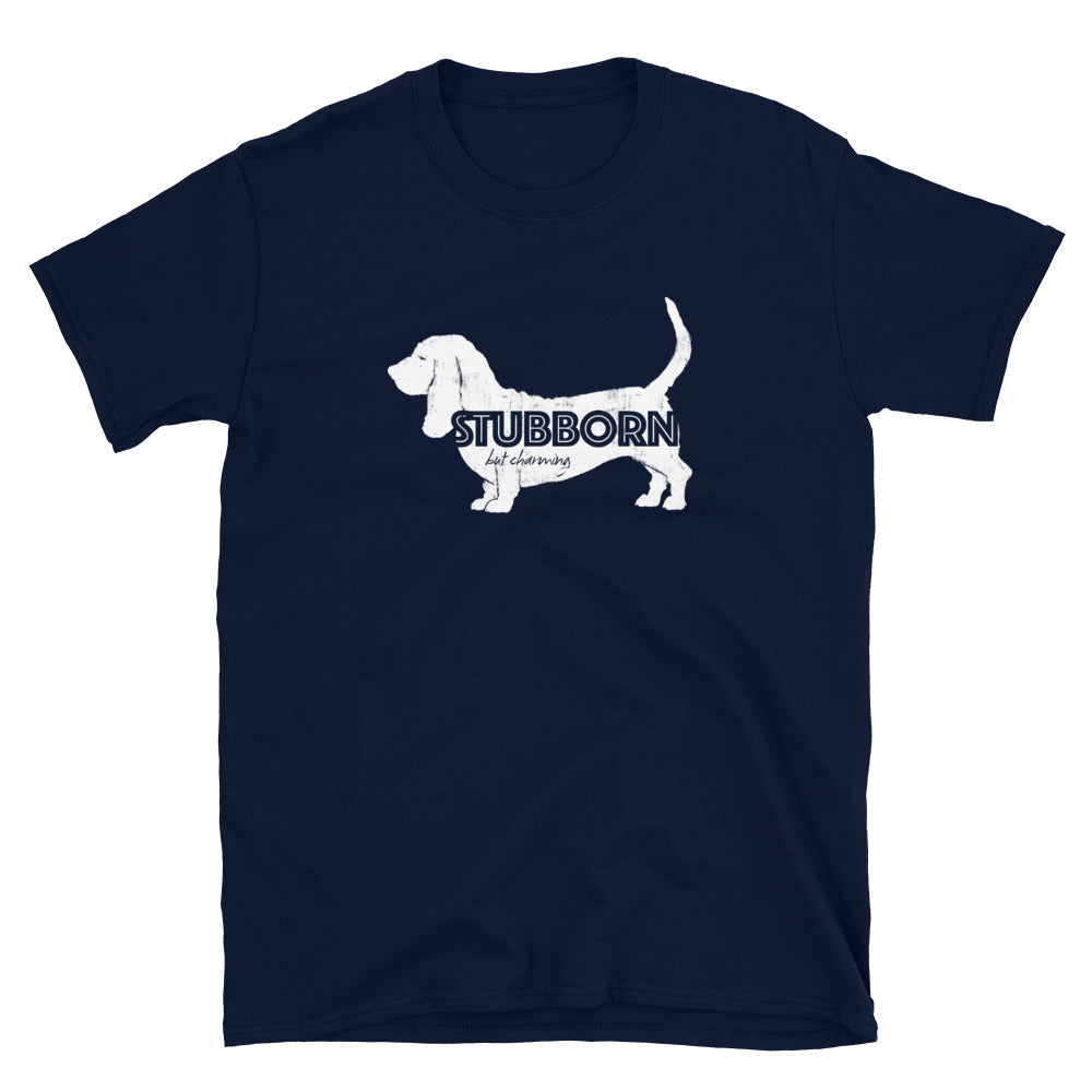 Stubborn Basset Hound in white - Unisex T-Shirt