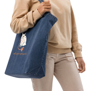 Going Out? design Organic denim tote bag