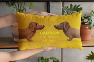 Caution! Hot Dawgs sit here! design Premium Pillow