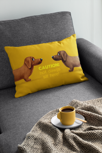 Caution! Hot Dawgs sit here! design Premium Pillow