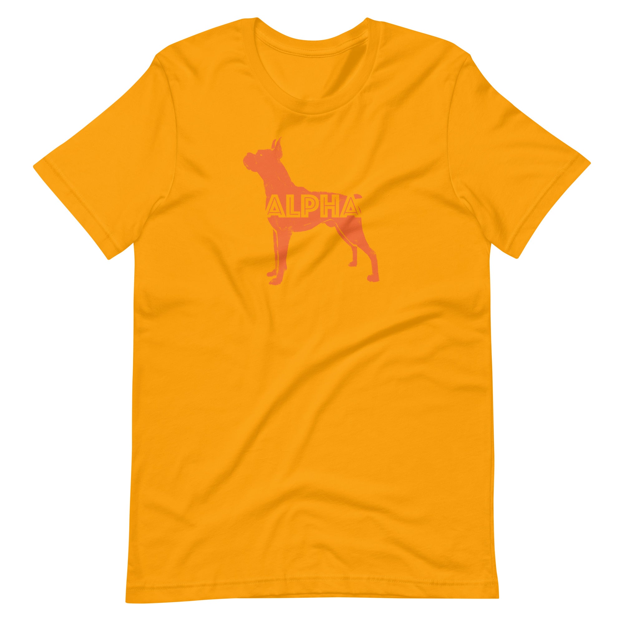 Alpha text Boxer Dog Design t-shirt in orange