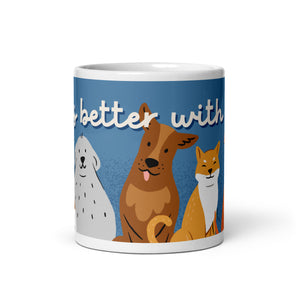 Life is Better with Dogs design White glossy mug, dog lovers gift