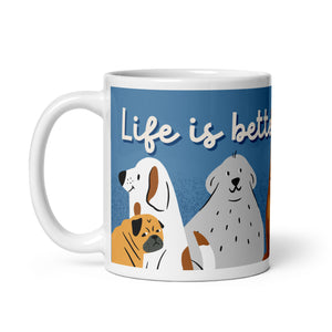 Life is Better with Dogs design White glossy mug, dog lovers gift