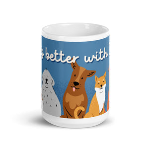 Life is Better with Dogs design White glossy mug, dog lovers gift