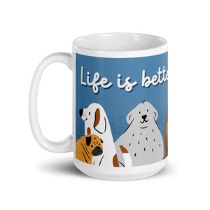 Life is Better with Dogs design White glossy mug, dog lovers gift