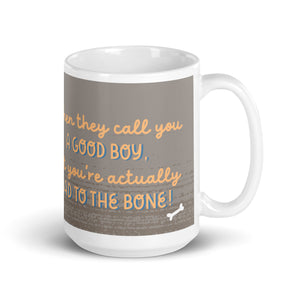 Good Boy, Bad to the Bone design White glossy mug, dog lovers gift